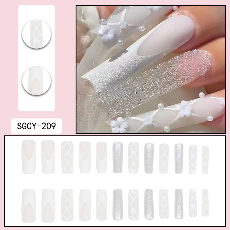 Bridal Wearable Nail Patch Pearl Sparkling Powder European and American Wearable Nail Patch Long Nail Fake Nail