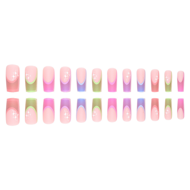 Wearing Nail Ins Style Colorful French Line Star Nail Beauty Product Patch Detachable False Nail