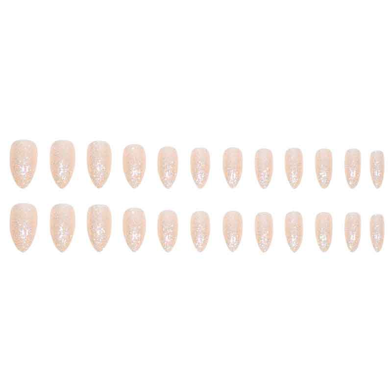 Phototherapy Wearing Nail Short Style Pure Desire Champagne Gold Colorful Sparkling Powder False Nail Box Finished Nail Tablets