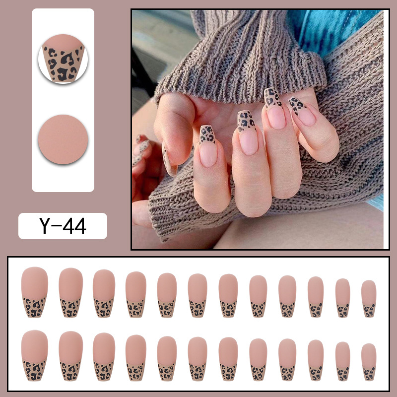 French Leopard Pattern Long Nail Product Ballet Nail Sexy Mature Wearable False Nail Detachable Nail Patch