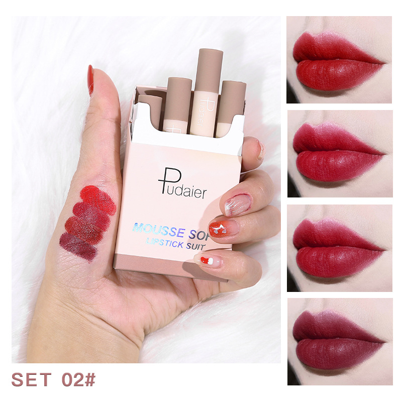 Silk Soft Small Smoke Tube Lipstick Set Matte Soft Mist Portable Water Moisturizing and Non drying Lipstick
