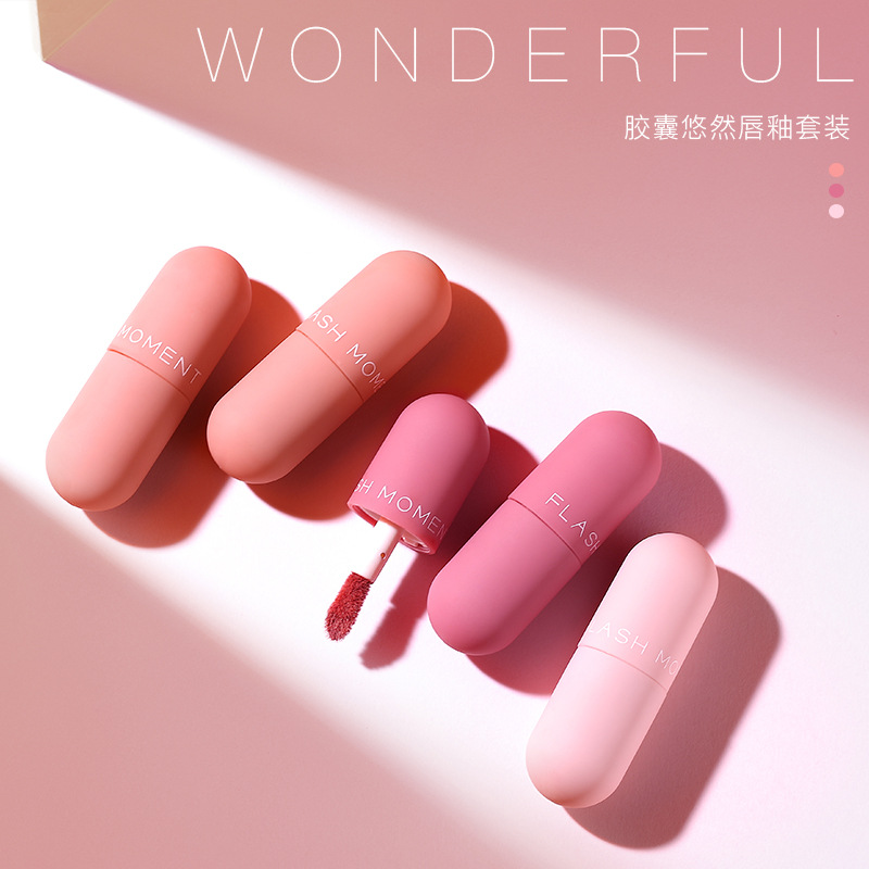 Mini Capsule Lip Glaze Mirror Mist Face Velvet Three Series Lip Glaze Set, Colorful and Moisturizing, Non Staying Cup Net Red, Popular Style