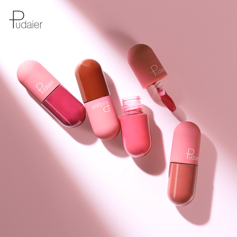 Pudaier 18 Color Mini Capsule Lip Glaze Velvet Mist Display Color Non Staying Cup Smooth Matte Popular