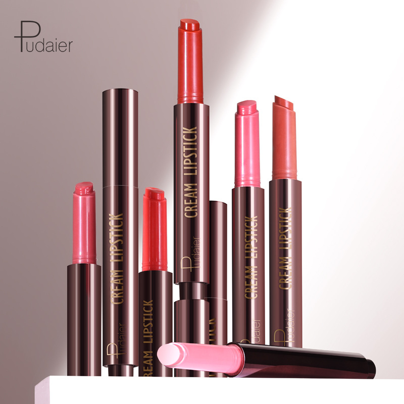 Lip color Pudaier 9 color moisturizing paint smooth mouth red non stick cup lip glaze lip gloss press lipstick lipstick