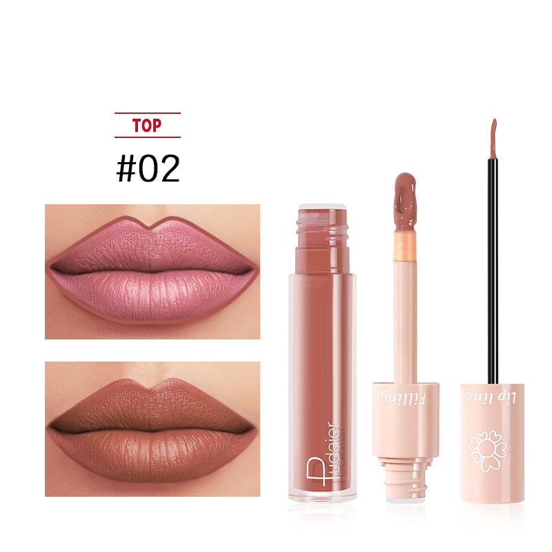 Double head lipstick lip color liquid lipstick lip line matte lip glaze