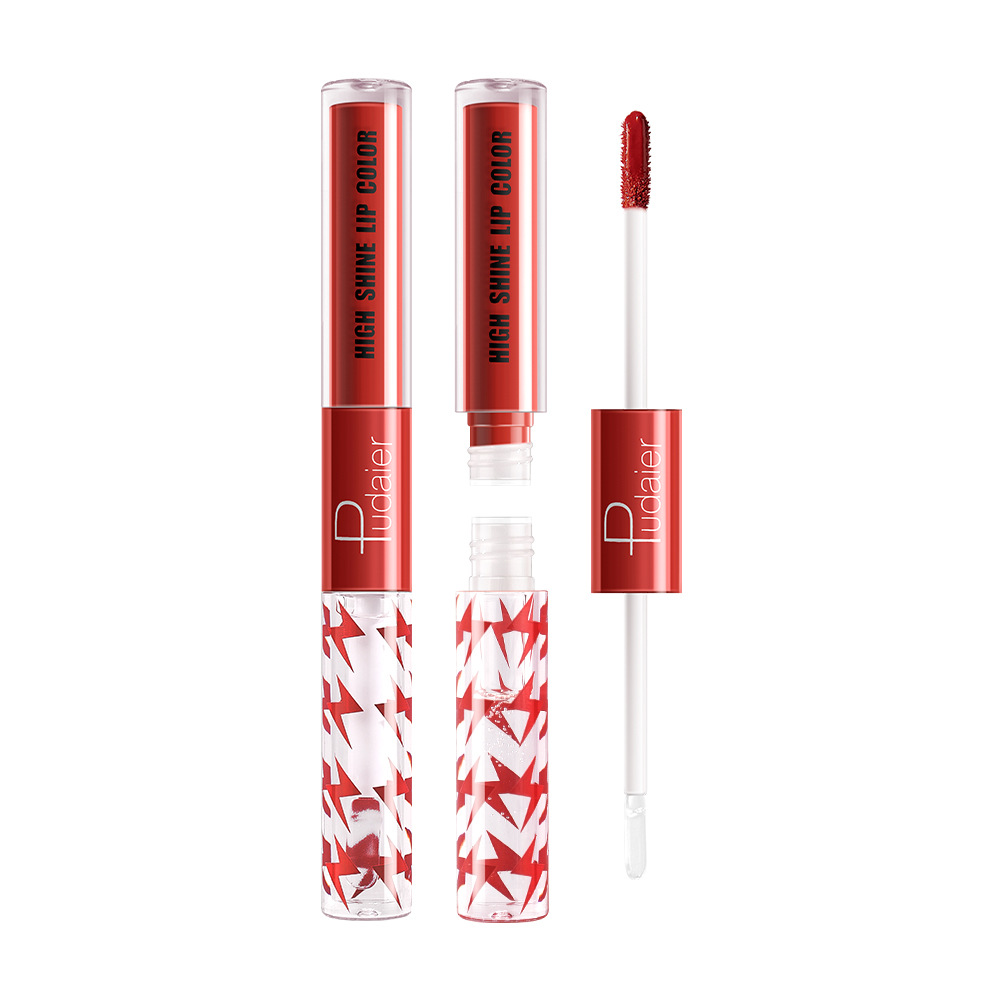 Hot selling 16 color double head lip gloss moisturizing lip oil that moisturizes and does not fade, red lip honey lip gloss