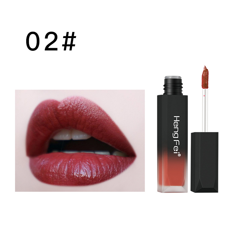 Velvet matte matte matte 6 color liquid lipstick waterproof and non stick cup lip glaze moisturizing lip gloss