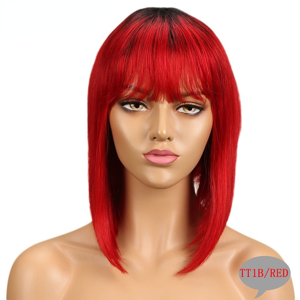 Wig Head Cover Medium Length BOBO Real Hair 10 Inch Bob Wig Head Cover Human Hair