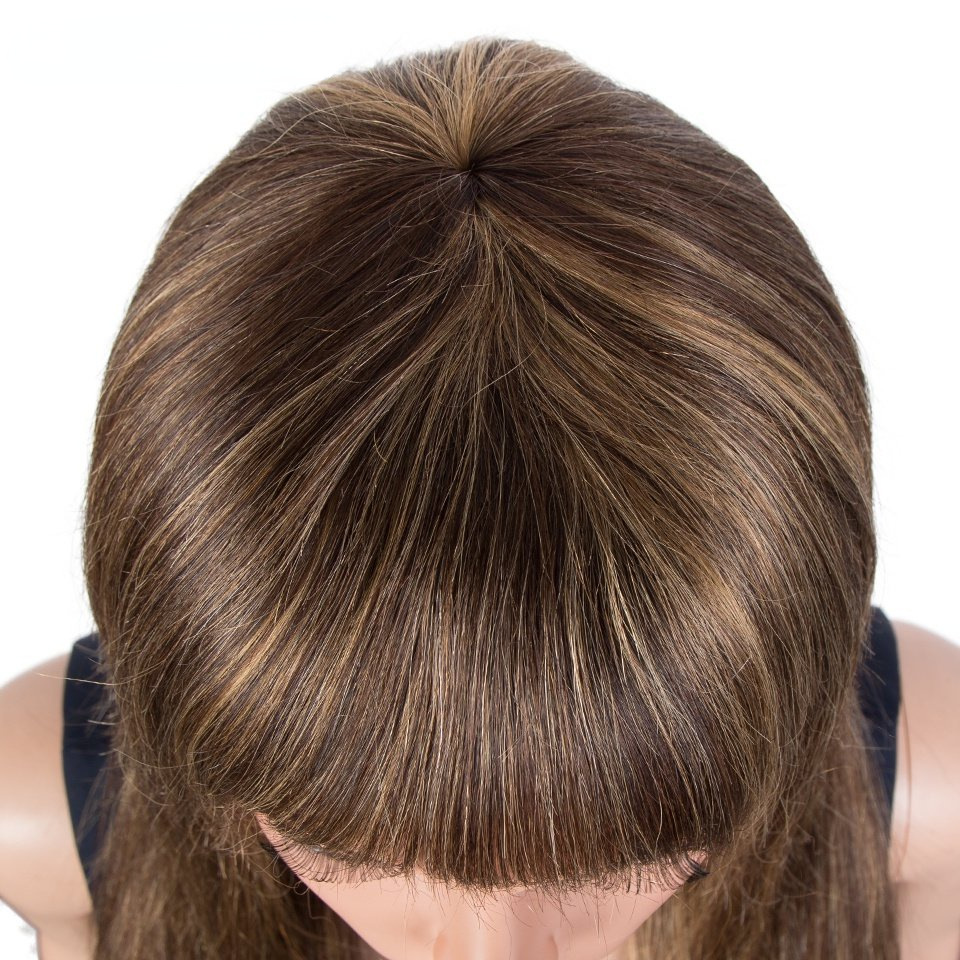 European and American wigs ladies Qi bangs long straight hair full hair set Human hair