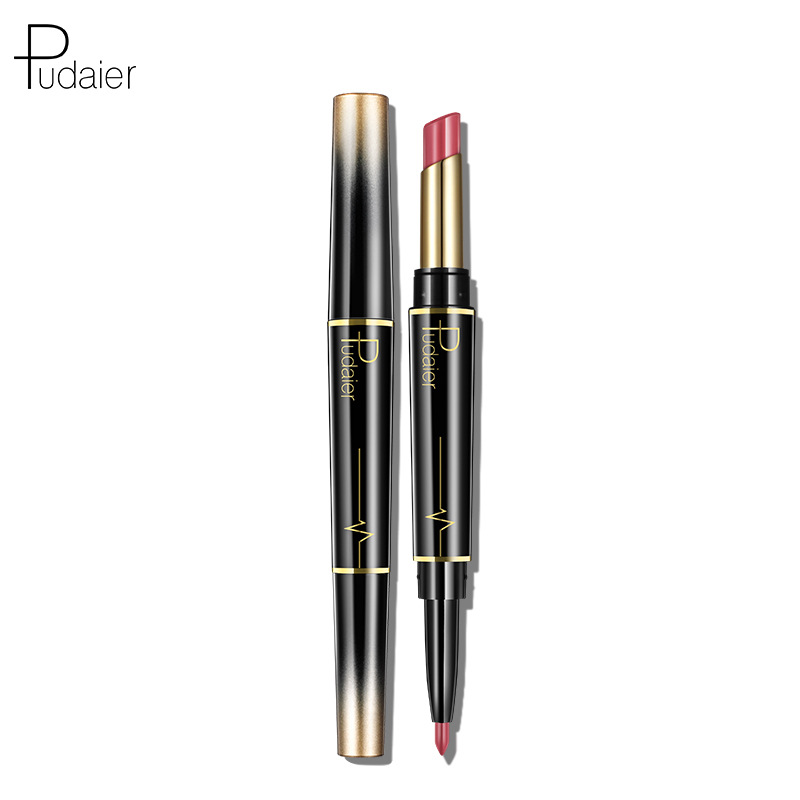 Hot selling Pudaier double head lipstick lipliner matte color display lip glaze 16 color lipstick pen