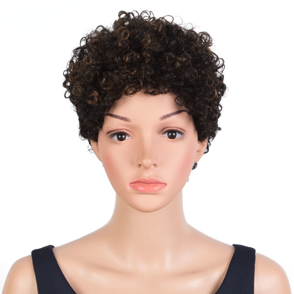 European, American, African, all-real hair headgear, wig, Xuchang, short curls, human hair wigs
