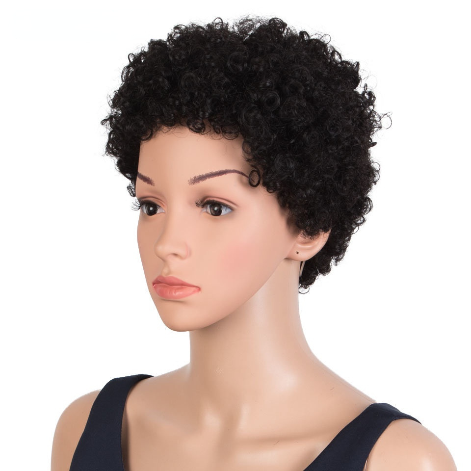 European, American, African, all-real hair headgear, wig, Xuchang, short curls, human hair wigs