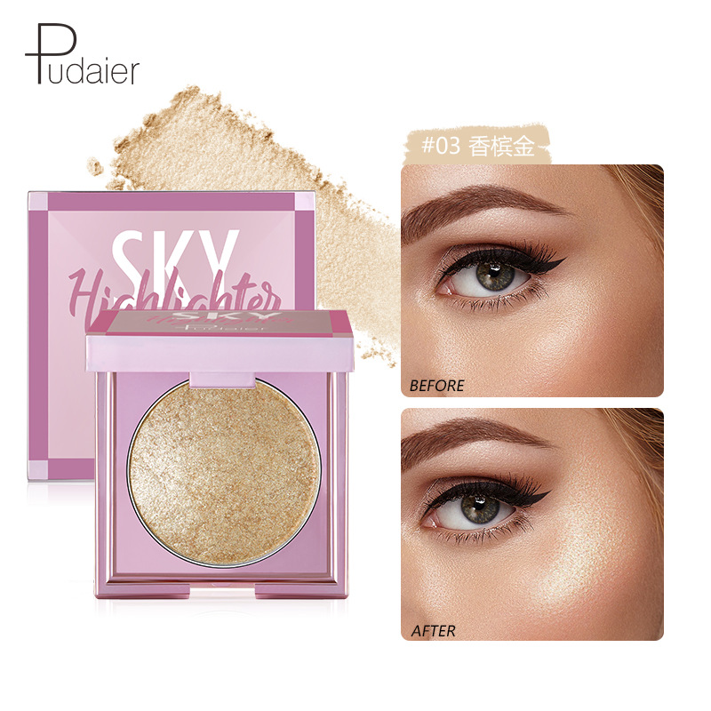Pudaier makeup highlight powder, pearl glitter powder highlight cream, matte powder