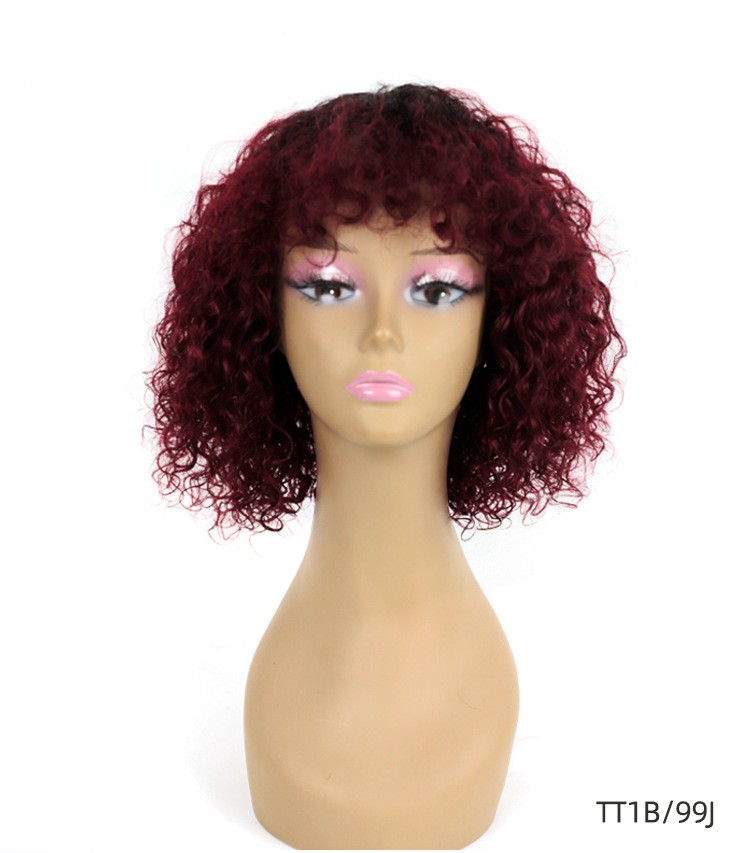 Real Hair Wigs Fluffy Exploding Head Mid-length Curly Full Head Cover Rebecca Explosive Hair