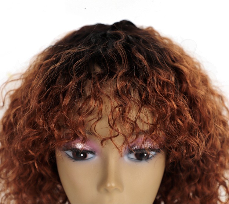 Real Hair Wigs Fluffy Exploding Head Mid-length Curly Full Head Cover Rebecca Explosive Hair