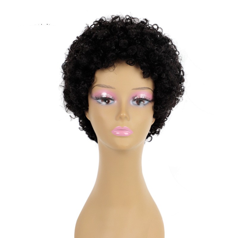 Exploding head real hair hot push short mechanism curly hair set for women