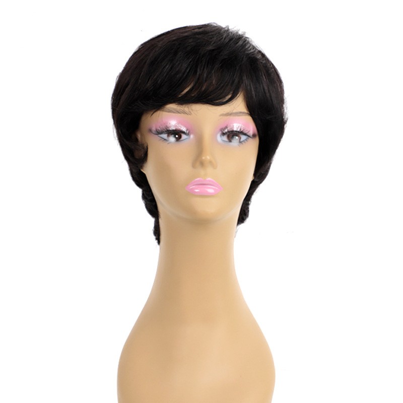 Natural curly hair short real life hair mechanism head cover female