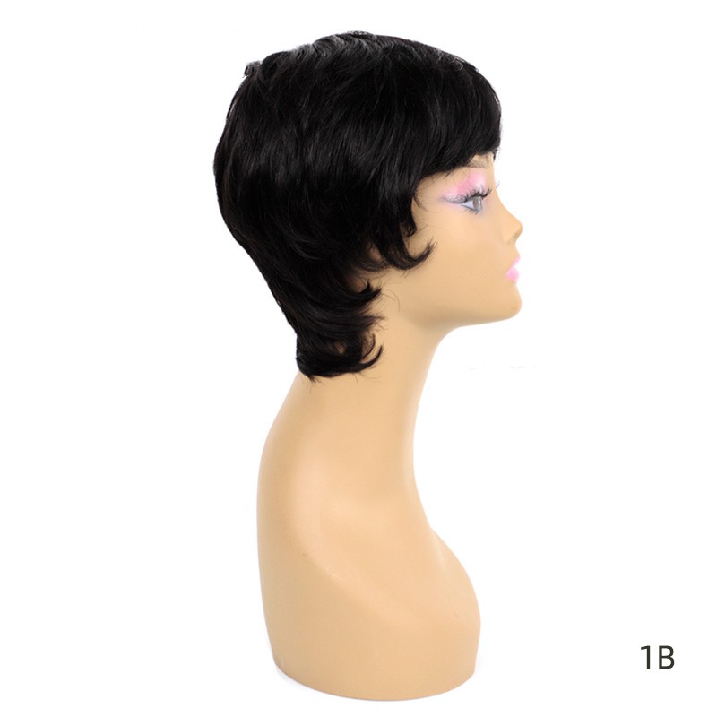 Natural curly hair short real life hair mechanism head cover female