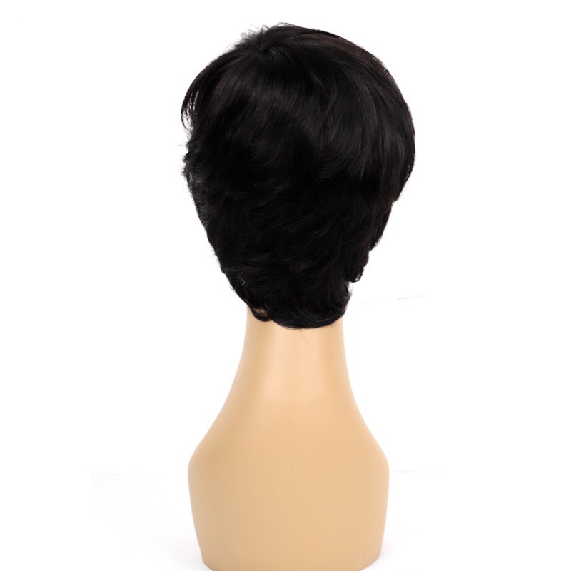 Natural curly hair short real life hair mechanism head cover female