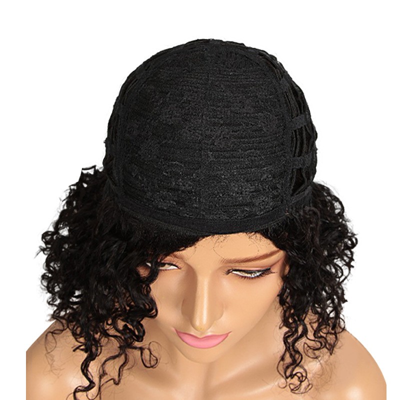 European and American wigs, real hair, fluffy small curls, short curly hair, head coverings, women 