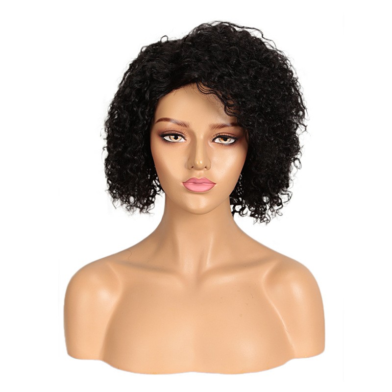 European and American wigs, real hair, fluffy small curls, short curly hair, head coverings, women