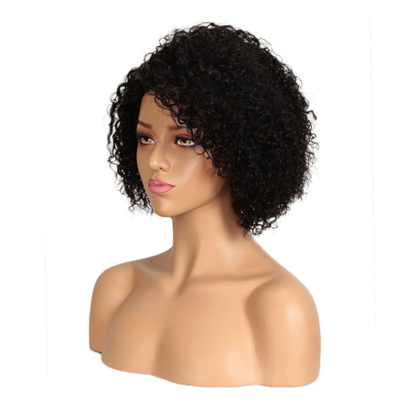 European and American wigs, real hair, fluffy small curls, short curly hair, head coverings, women