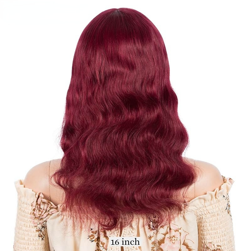 European and American Wigs Women's Burgundy Long Curly Hair Big Waves Full Real Hair