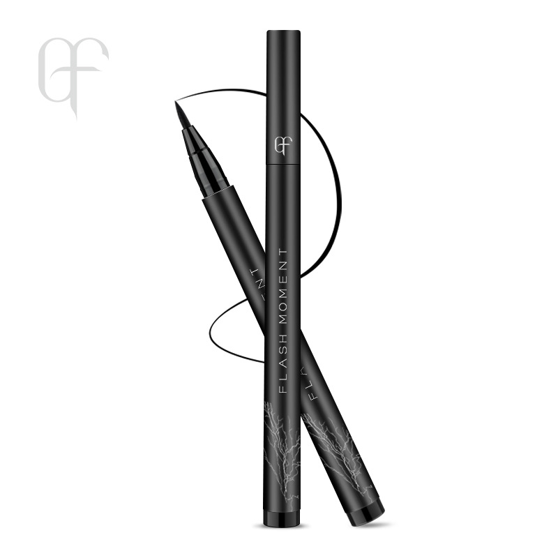 Flashmoment cotton head thick black eyeliner pen smooth cool black eyeliner liquid pen waterproof non smudge