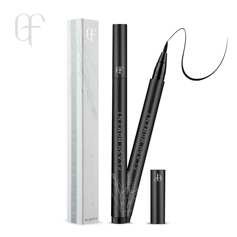Flashmoment cotton head thick black eyeliner pen smooth cool black eyeliner liquid pen waterproof non smudge