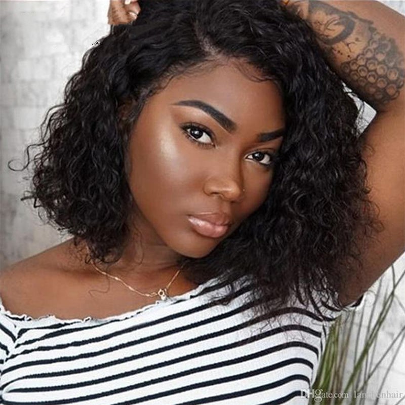 Exploding head front lace small curly hair real head hood Rebecca popular human hair