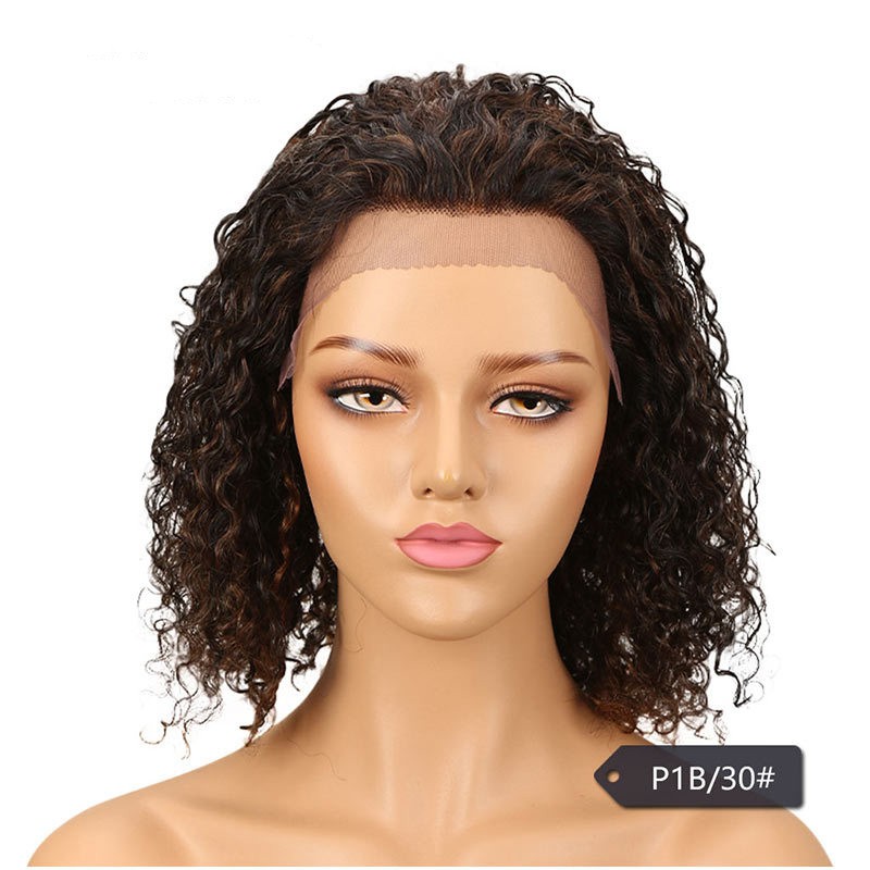 Exploding head front lace small curly hair real head hood Rebecca popular human hair