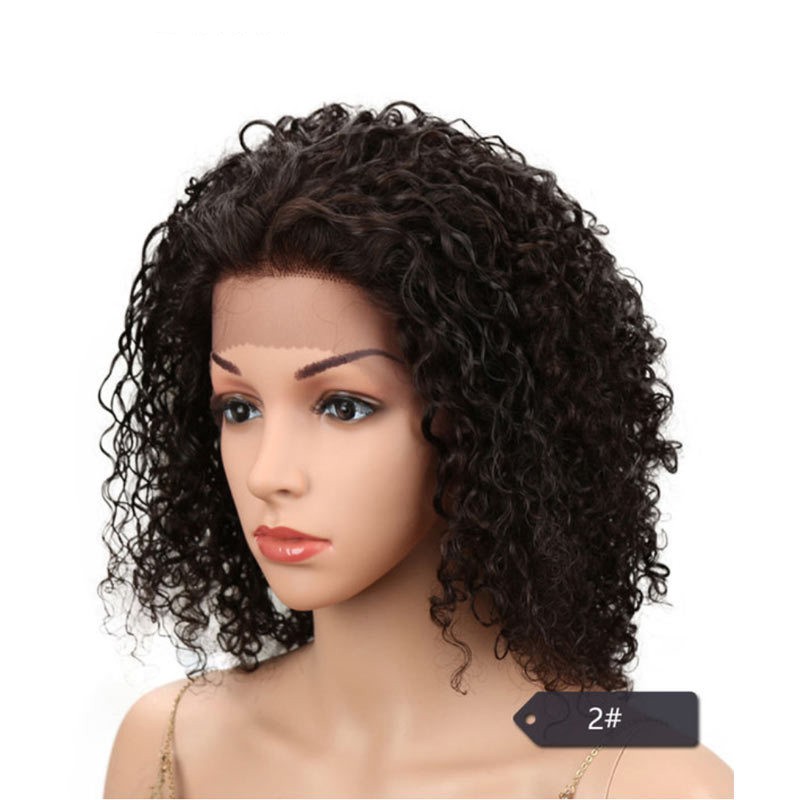 Exploding head front lace small curly hair real head hood Rebecca popular human hair