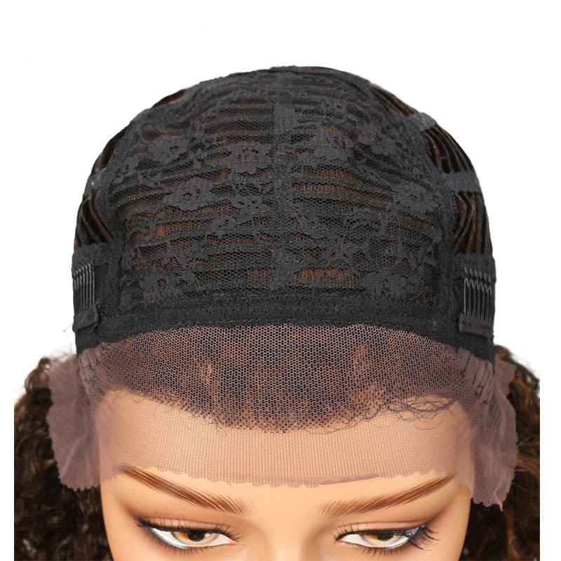 Exploding head front lace small curly hair real head hood Rebecca popular human hair