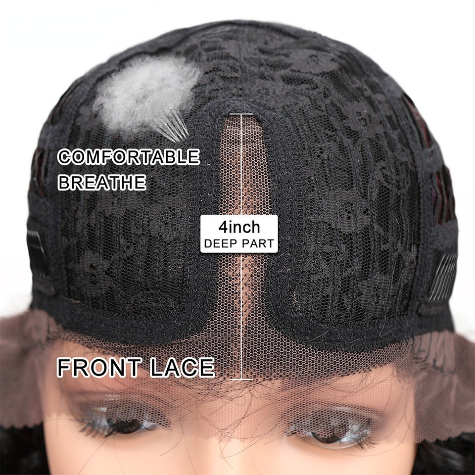 European and American wig head covering, middle part, long curly hair, black big wavy wig, Female real hair, natural wig