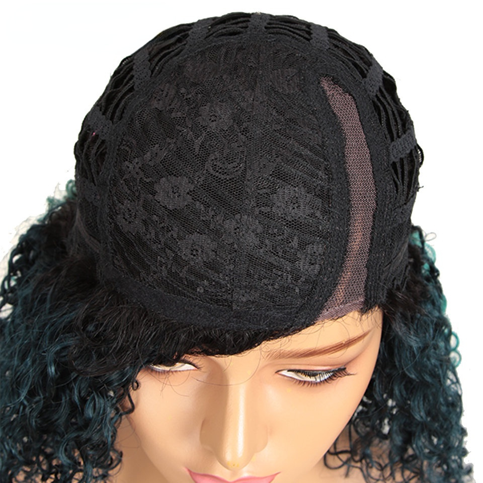 European and American wigs small curls black wigs fluffy exploding head bias forehead lace full hood human hair