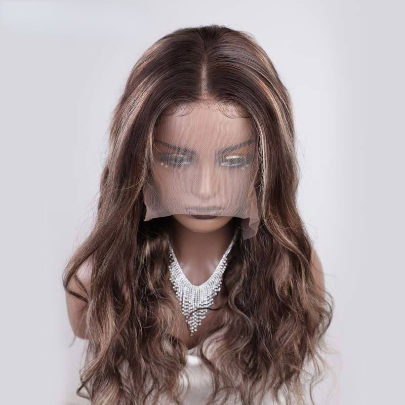 European and American women's long curly hair 13*4HD full real hair headgear Human hair wig