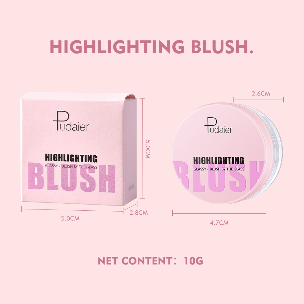 Pudaier warm powder blusher transparent color changing gel high gloss powder blusher cream natural nude makeup rouge powder blusher
