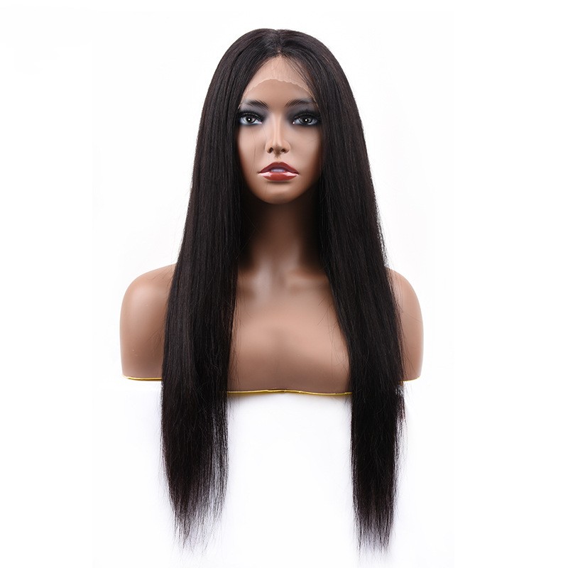 Long straight hair front lace black middle parting European and American ladies hair hood