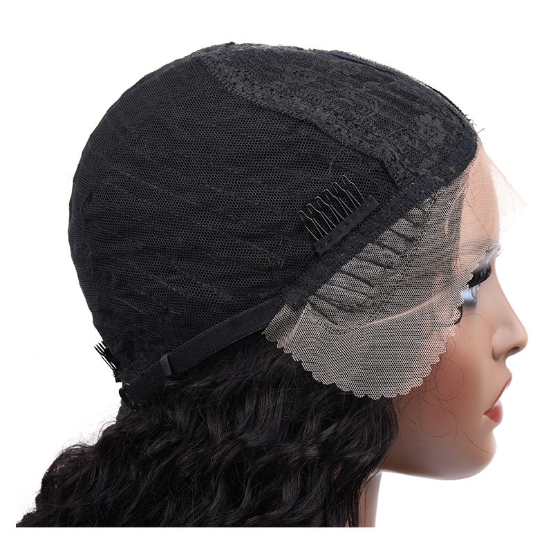 Long straight hair front lace black middle parting European and American ladies hair hood