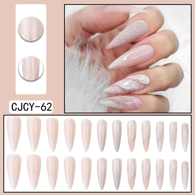 O2 Long European and American Wearing Nail Removable False Nail Patch Sharp Nail Beauty Patch