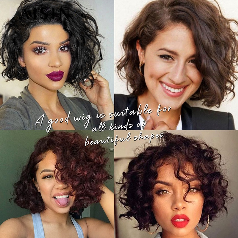 European and American Wigs Big Curly Black Wigs Fluffy Exploding Head 12 Inch Offset Front Lace Hood Human hair