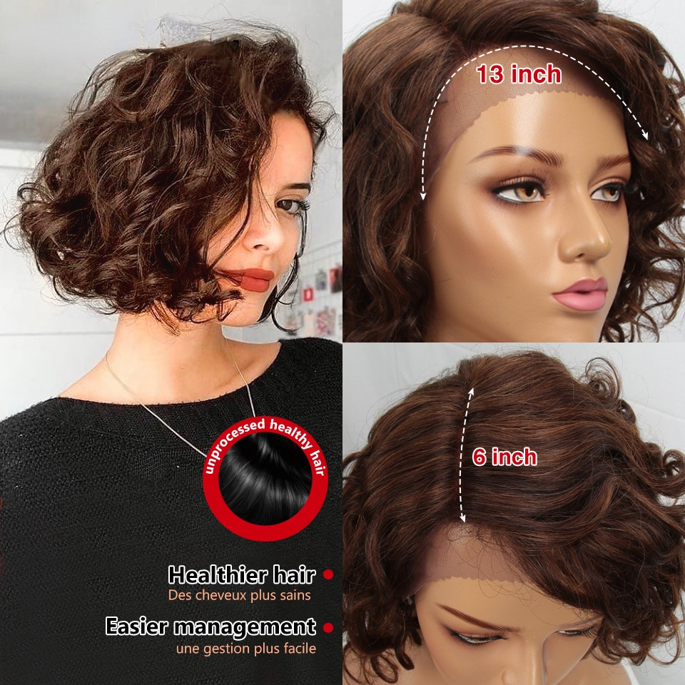 European and American Wigs Big Curly Black Wigs Fluffy Exploding Head 12 Inch Offset Front Lace Hood Human hair