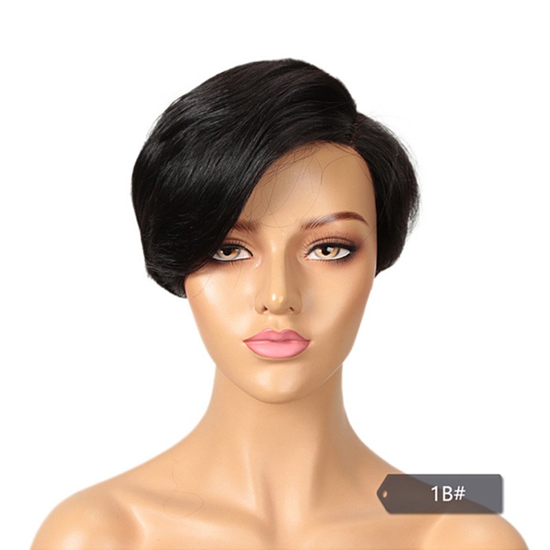 Cropped hand-woven hair quilted lace wig Colorful life-size hair hair head cover