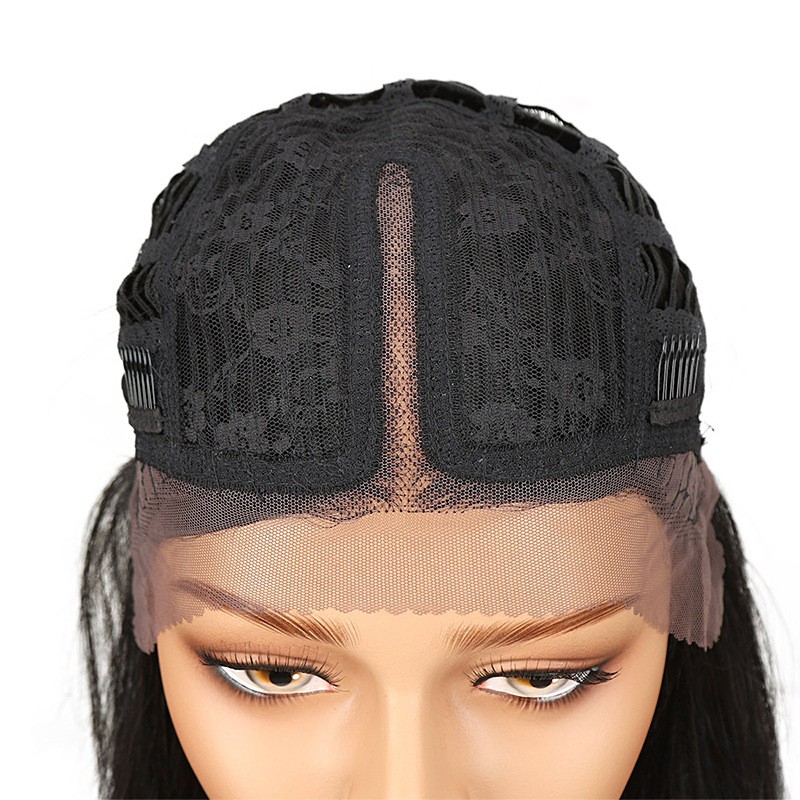 European and American real people long straight hair women lace hand-woven head cover multi-color HUMANHAIR