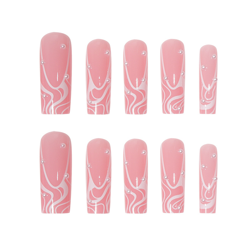 Long wearing nail line pearl minimalist French style water pipe nail sticker