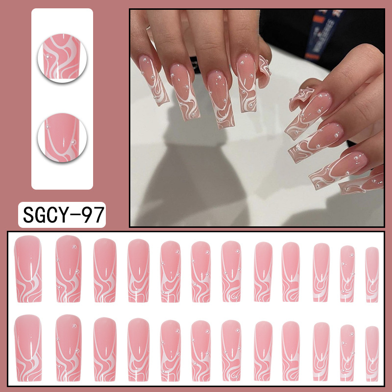 Long wearing nail line pearl minimalist French style water pipe nail sticker