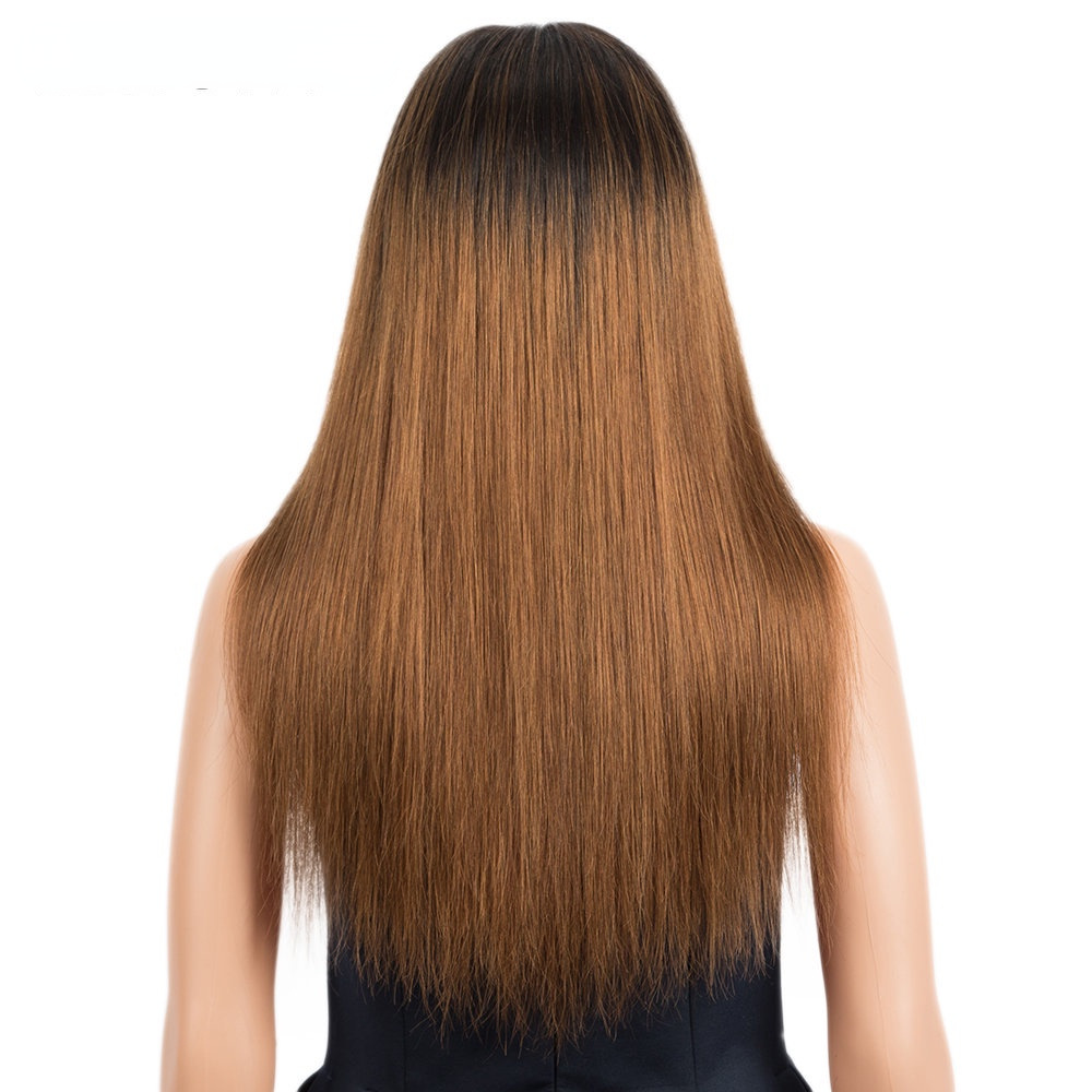 Highlight Wig, 22 Inch Long Straight Hair Human Hair Wig, Piano Color Hood
