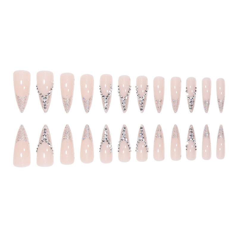 French style glitter powder  explosive glitter broken diamond wearing fake nails finished nail patches long nail patches