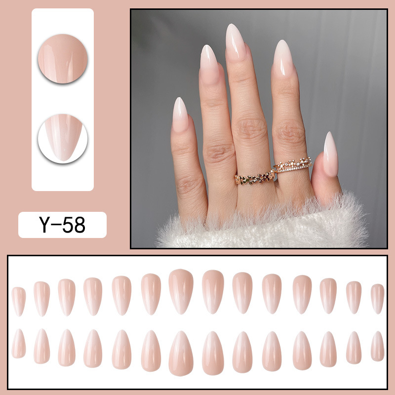 Almond Nail Gradual Foreign Trade Wearing Nail, European and American Sharp Nail Simple Whitening Nail Patch