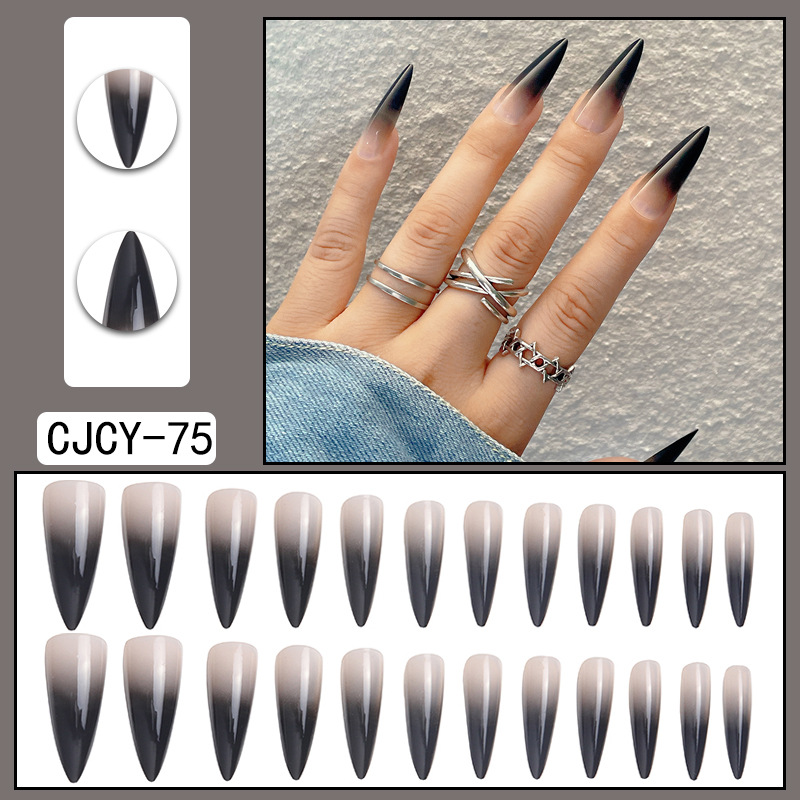 Long pointed nail gradient European and American nail art minimalist wearable nail products